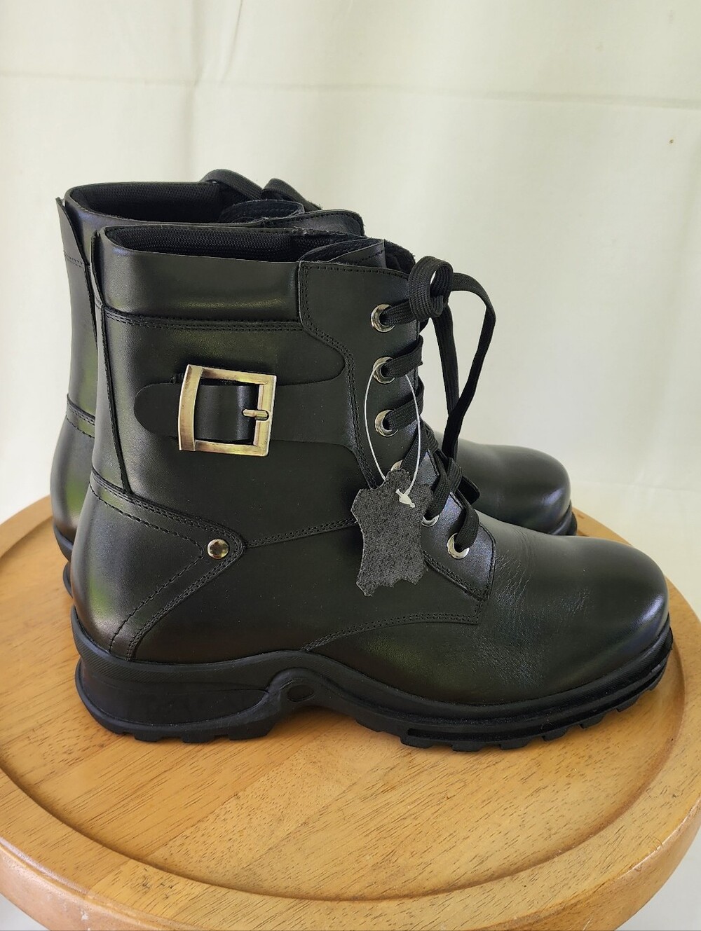 Calto Mens Invisible Height Increasing Black Lace-Up Combat Boots Size 9 - Picture 5 of 10